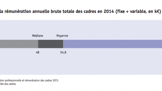 54.800 euros c’est la rémunération annuelle brute touchée par les cadres en 2014 selon l'APEC.