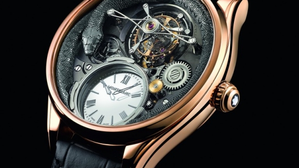 Pour ses 110 ans, Montblanc dévoile une montre exceptionnelle, la Villeret Tourbillon Bi-Cylindrique, dotée de deux spiraux cylindriques et d'un serpent anthracite en trois dimensions gravé à la main!Ce bijou se décline en seulement trois exemplaires