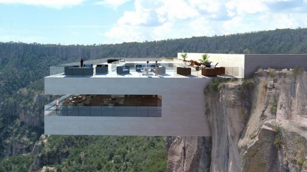 Encore à l’état de concept, le Copper Canyon Cocktail Bar compte s’installer au bord d’une falaise, offrant une vue imprenable sur les cascades de Basaseachi, au Mexique.