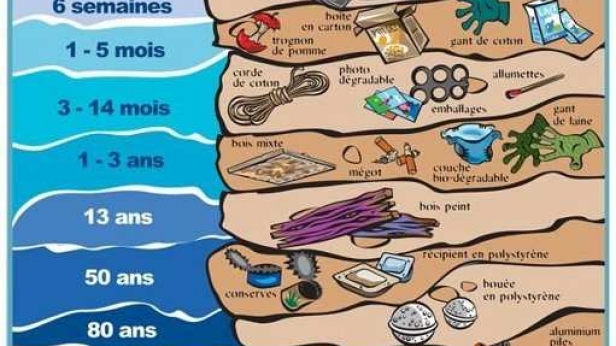Durée de biodégradabilité des déchets en mer : de 2 semaines à ... 600 ans !
