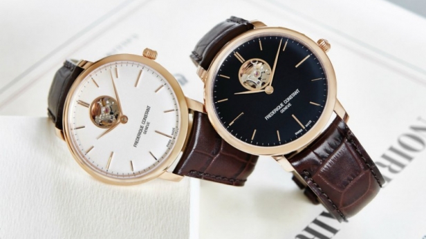 Voici la Slimline Auto Heart Beat, la plus fine des montres Frédérique Constant: un design raffiné et épuré disponible à 1795 euros en version acier et à 1995 euros en version plaqué or rose.