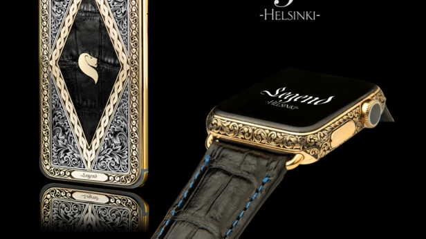 Legend Helsinki se propose de personnaliser l'iphone 6s et l'apple watch, et il ne lésine pas sur les matériaux: or 24 carats,or rose, platine ou rodhium noir pour la coque, 87 diamants VVS1 cloutés dans le logo...à partir de 3190€