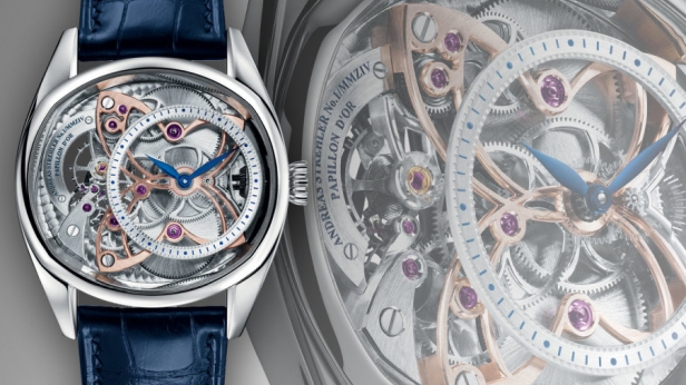 Le dernier chef d'oeuvre d'Andreas Strehler, la montre Papillon d'Or - Proposé en 2 versions, boitier platine ou bien boitier en or rose 18 carats, son prix n'a pas encore été communiqué !