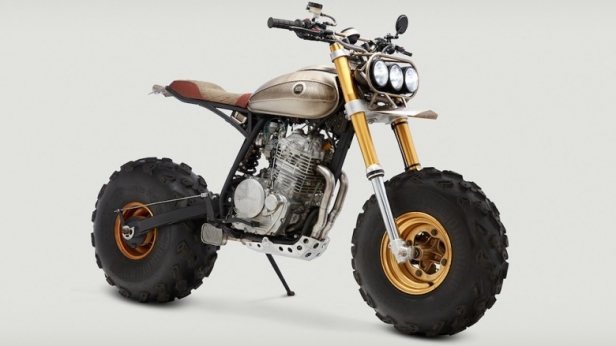 La BW650 est un mélange de pièces Honda et Yamaha greffées sur le cadre d’une XR650L, avec 2 énormes pneus qui font de ce modèle une curiosité !