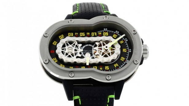 L’horloger suisse Azimuth intégre dans sa dernière création un mécanisme qui rappelle celui d’une moto, une réplique de chaîne de transmission ! L'Azimuth SP-1 Crazy Rider sera proposée à 4 800 euros