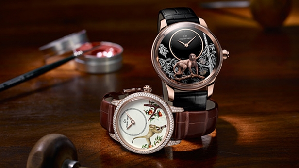 A l'occasion de l'année du singe, Jaquet Droz a crée quatre modèles, peints à la main et conçus pour représenter la sagesse et la longue durée de vie !