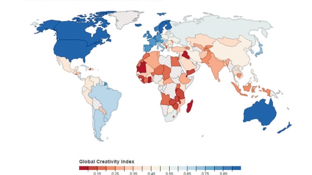 L'indice mondial de créativité 2015 - La France est classée 16 ème, l'Australie est en haut du classement