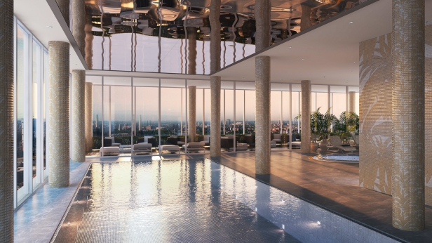 La future tour AYKON Nine Elms devra voir le jour en 2020 à Londres, et sera entièrement décorée par Versace Home - Avec 50 étages et 360 appartements, elle comportera un gymnase, une piscine, un spa intérieurs et même un cinéma !
